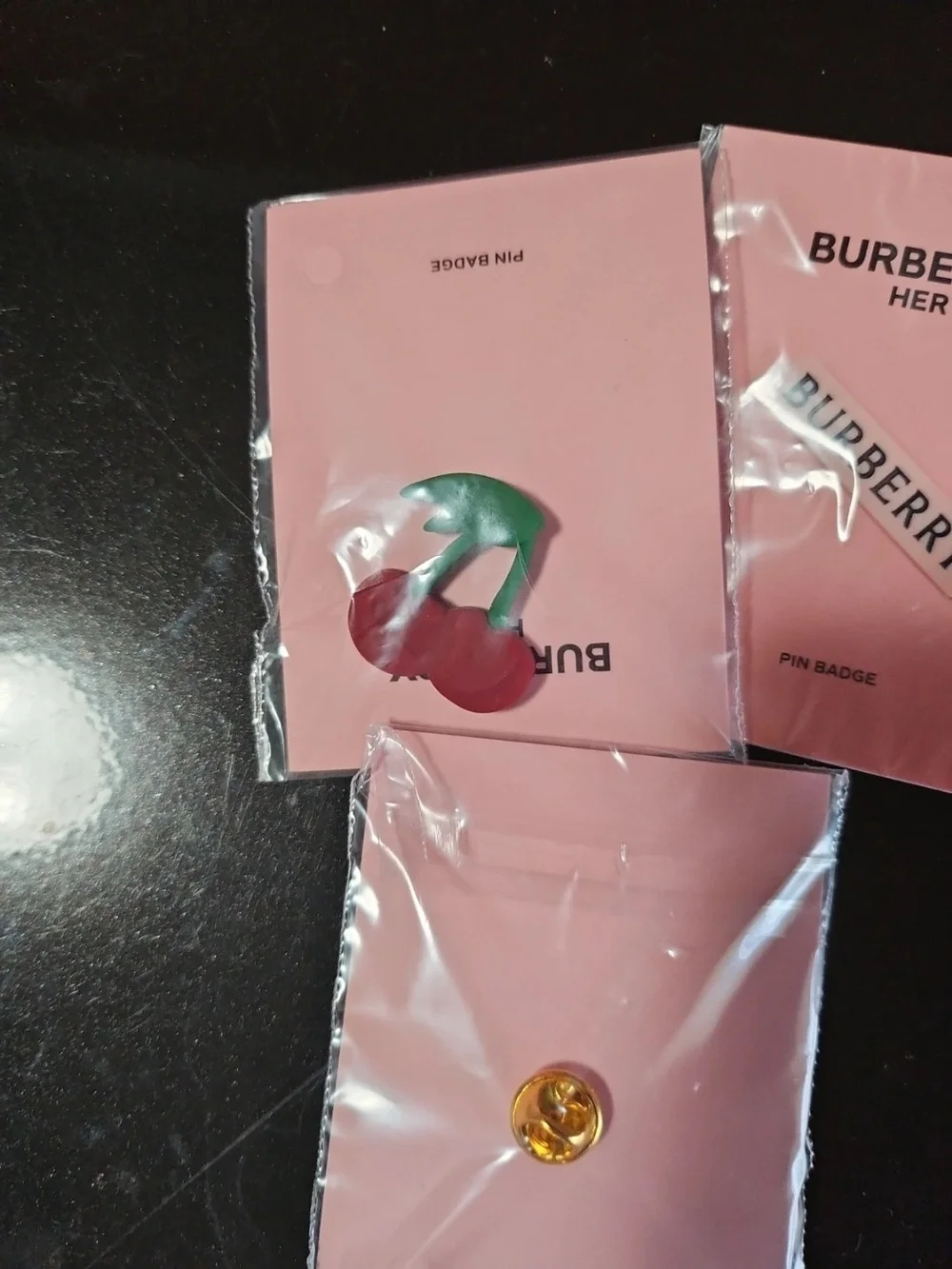 Burberry Pink Enamel Logo Pin Badge